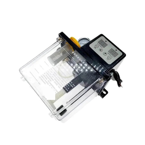 Top view of Adjustable Oil Distributor with 0.5L 1L 2L capacities for Automatic CNC Electromagnetic Lubrication, brass body shown