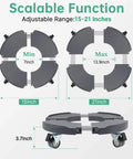 Round Dolly with Wheels Heavy Duty, adjustable pot dolly 15-21 inches, scalable function for indoor outdoor use, rolling dolly