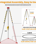 Confined Space Rescue Tripod Kit With 2600lbs Winch, adjustable 7-foot tripod, steel cable, emergency use for sewers, wells, tanks