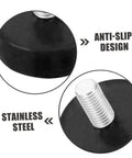 Close-up of adjustable rubber feet levelers with stainless steel core and anti-slip design, improve stability and curb noise.
