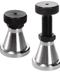 Two pack adjustable screw jack set provides precise leveling for milling and drilling machines, height adjustable from 2.75 to 4.25 inches, 2 inch diameter, 5 ton capacity, rugged 45 steel for stable, reliable support.