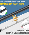 Adjustable Sliding Door Security Bar 17 To 50 Inches With Anti Slip Rubber Tips 2 Pack comparison of adjustment methods