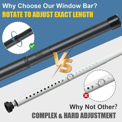 Adjustable Sliding Door Security Bar 17 To 50 Inches With Anti Slip Rubber Tips 2 Pack comparison of adjustment methods