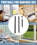 Adjustable Sliding Door Security Bar 17 To 50 Inches With Anti Slip Rubber Tips 2 Pack Portable Window And Patio Door Safety Bar For Home Travel Hotel Apartment Child Protection For Family Safety