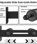 Adjustable Sliding Gate Guide Roller 6 Inch Dual Hard Nylon Rollers with Heavy Duty Steel Bracket Rust Proof Design details