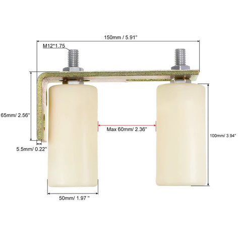 Slide Gate Guide Roller Set With 4-Inch Adjustable Nylon Rollers And L-Shape Bracket For Sliding Doors on Angle Steel Rails