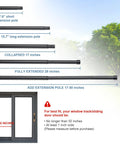Adjustable Sliding Door Security Bar 17 To 50 Inches With Anti Slip Rubber Tips 2 Pack, dimensions shown with window example