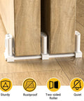 Sliding Closet Door Floor Guide, Adjustable Bypass Door Guide, Updated Three Roller Design, White Finish, Floor Roller Guide For Bypass Doors, Smooth Glide, Durable Construction, Easy To Install, Ideal For Closets And Wardrobes, 1 Piece