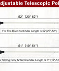 Three Pack Adjustable Sliding Door Lock Bar With Removable Y Head And Non Slip Base, Length Adjustable 19-52 inches