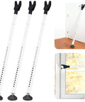 Three Pack Adjustable Sliding Door Lock Bar With Removable Y Head And Non Slip Base For Home, Apartment And Travel Use shown in use.