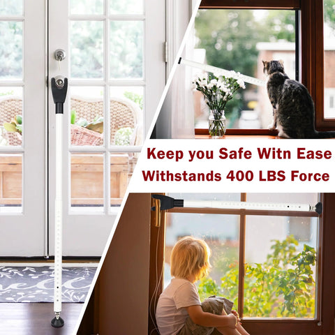 Three Pack Adjustable Sliding Door Lock Bar With Removable Y Head And Non Slip Base For Home, Apartment And Travel Use
