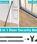 Adjustable Sliding Door Security Bar 19 To 52 Inches 3 In 1 Door Stopper Barricade Jammer installed for door knob and sliding door