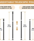 Sliding Door Security Bar and 2-in-1 Sliding Glass Door Stoppers Security for Patio, Home, Hotel Door Stick Security measurements