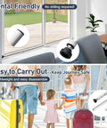 Adjustable Sliding Door Security Bar 18-50 Inches Locking Window And Patio Door Reinforcement shown in rental and travel settings