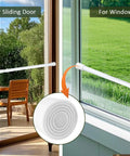 Adjustable Sliding Door Lock Bar With Rubber Tips For Enhanced Window And Sliding Glass Door Security, Fits 16 To 28 Inches, 1.2 Inch Diameter, Sturdy Stopper Improves Home Safety And Child Protection shown installed on sliding door and window