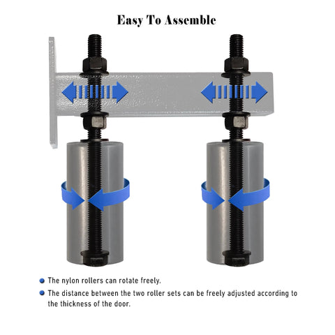 Sliding Gate Rollers And Guide Kit With Four Inch Nylon Wheel Heavy Duty Steel Bracket For Sliding And Rolling Gates Adjustable Bracket Opens Up To Five Point Seven Inches Provides Smooth Quiet Operation And Durable Rust Resistant Construction adjustable steel bracket and rollers.