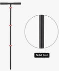 Hardcore 48 Inch Adjustable Soil Probe With T Handle All Steel Ground Rod shown with solid rod close-up, foam grip, and sharp point for penetration.