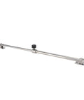 Side view of OVAQUIXI adjustable stainless steel boat hatch window adjuster with end brackets and black knob