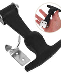 2pcs adjustable stainless steel T-handle draw latch set with black plastic grip and mounting plate
