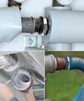 Collage of duct installations using pack of 6 adjustable 6 inch hose clamps in 304 stainless steel with worm gear mechanism.