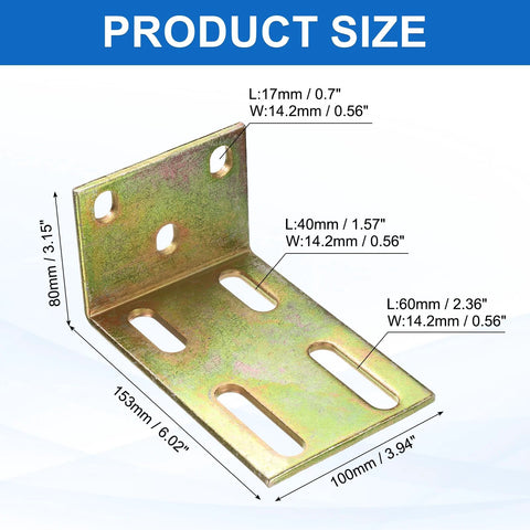 Adjustable L Brackets For Sliding Doors Dual Row Right Angle Bracket With Guide Roller Mount Thickened Steel Galvanized Finish Gate Hardware For Durable Sliding Track Systems 0.6 Inch Hole And Easy Installation with product measurements