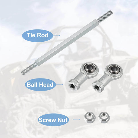 160mm Adjustable Steering Tie Rod Ball Joint with 8mm Hole, Carbon Steel Steering and Suspension Link for 49cc Electric ATV