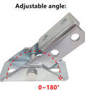 Adjustable Brace Fitting With 180 Degree Turn Joint Connector Bracket For One Half Inch Bolts In One And Five Eighths Inch Strut Channel