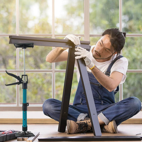 Worker using Adjustable Support Pole, Cabinet Jacks for Installing Cabinets, Telescoping Support Poles 13.8'' to 24.6'' Third Hand Tool