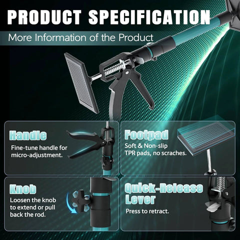 Product specifications for ✝️ Adjustable Support Pole, Cabinet Jacks for Installing Cabinets, Telescoping Support Poles Range from 13.8'' to 24.6''.