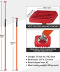 Diagram of adjustable support pole, quick-adjustable telescopic rod with measurements and base details, supports up to 154 lbs.