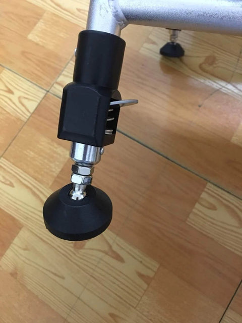 Adjustable Swivel Feet Levelers For Machines And Furniture 6 Pieces M8 Thread Built Tough Carbon Steel With Nylon Base And Rubber Pad Easy Install Leg Levelers For Stable Height And No Wobble installed on table leg
