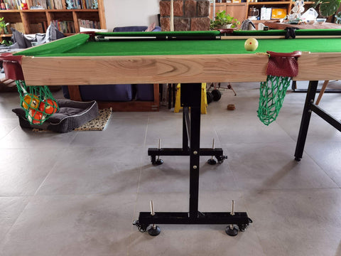 Adjustable Swivel Feet Levelers For Machines And Furniture 6 Pieces M8 Thread Built Tough Carbon Steel With Nylon Base And Rubber Pad installed on table legs for stability.