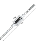 Adjustable Tap Wrench Handle For M6 To M20 And One Quarter To Three Quarter Inch Taps, metal tool with dimensions shown