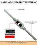 Image of heavy duty adjustable tap wrench handle for machinists, fits metric M3 to M12 and 1/16 inch to 1/2 inch reamers.
