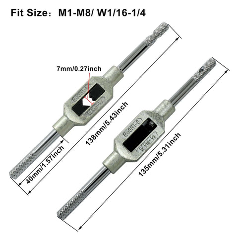 Adjustable Tap Wrench Handle For Metric M1 To M10 And W1 16 To 3 8 Thread Tap Holder Reamer Hand Tapping Tool, chrome plated