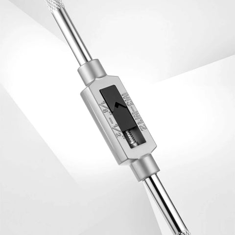 Adjustable Tap Wrench Handle M3 To M12 With 1/16 To 1/2 Inch Capacity for Pros and DIYers, heavy duty metal tool in silver finish