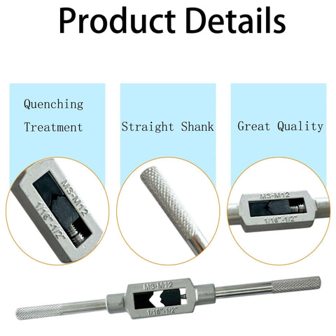 Heavy Duty Adjustable Tap Wrench Handle For Machinists, Fits Metric M3 To M12 And One Sixteenth Inch To One Half Inch Reamers detail view