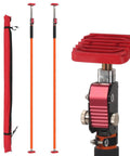 Adjustable Support Pole, Quick-Adjustable Telescopic Rod Support System with red base, supports 154 lbs, includes carrying case