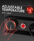 Close-up of temperature control panel on Portable Welding Rod Oven For Stick Electrodes 15Lb Capacity 110V Temperature Controlled 85 To 300 Fahrenheit Fits 14 Inch Rods Moisture Protection Electrode Oven By YesWelder.