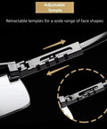 Adjustable temples on 2 Pack Wide Frame Safety Glasses Goggles Anti Fog UV Resistant Over Glasses with arrow diagram