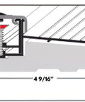 Cross-sectional diagram of Black Adjustable Aluminum Threshold, 36 Inch, Hidden Screw Design, showing adjustable height and extension.