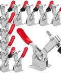 Adjustable Toggle Clamp Set 12 Pack Quick Release Hold Down Clamps 201 B Style With Anti Slip Red Finish For Woodworking