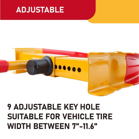 Close-up of Heavy Duty Trailer Wheel Lock 2 Pack Adjustable Wheel Clamp Anti Theft Deterrent showing adjustable holes