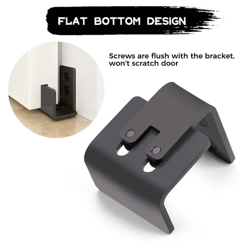 Bottom Floor Guide For Sliding Barn Doors Adjustable U Shaped Wall Mounted Black with safe flat base design and easy installation