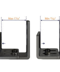 Adjustable U Shape Barn Door Floor Guide Wall Mounted Flush Bottom Guide In Sturdy Steel Black Finish Flexible Floor Guide For Non Grooved And Grooved Doors Easy Installation With Included Screws And Hardware Durable Precision Fit For Smooth Operation, showing dimensions.