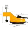 Side view of adjustable vacuum suction cup tool with 118mm cup, pro-grade stainless steel pull rod, and no-slip grip knob for tile alignment.