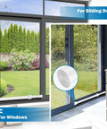 Adjustable Window Security Bar For Sliding Glass Doors With Rubber Tips installed on sliding door and window in home setting