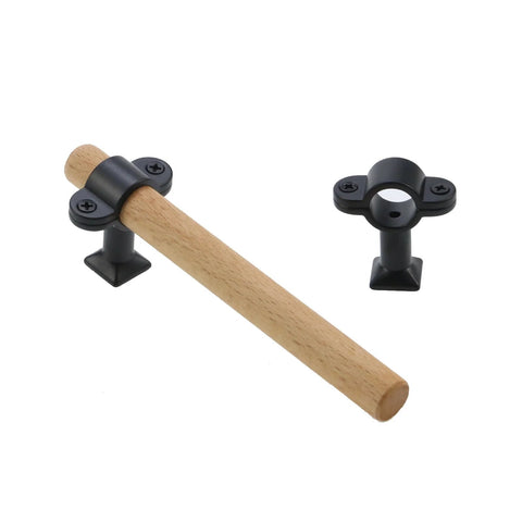 Adjustable Wood Cabinet Handles Set Of 4 With Screws For Drawers And Wardrobes, black zinc alloy base, side view