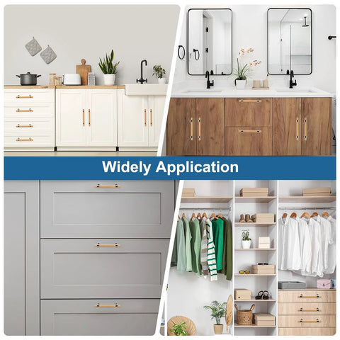 Two Pack Adjustable Wood Drawer Pulls T Bar Handles With 96mm Hole Center shown on kitchen and bedroom cabinets