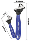 Two Piece Adjustable Wrench Set With 6 Inch And 10 Inch Wide Jaw Sizes, Black Oxide CrV Steel, Metric And SAE Scales visible
